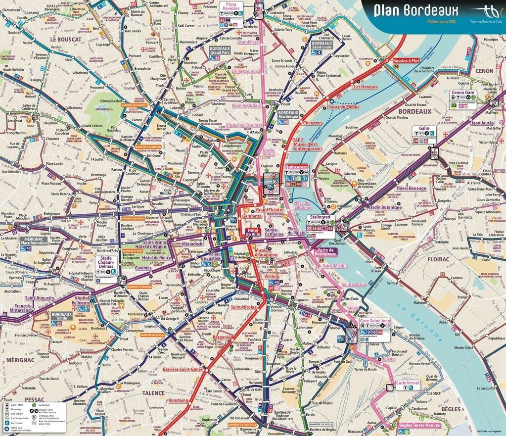 Bordeaux bus route kaart