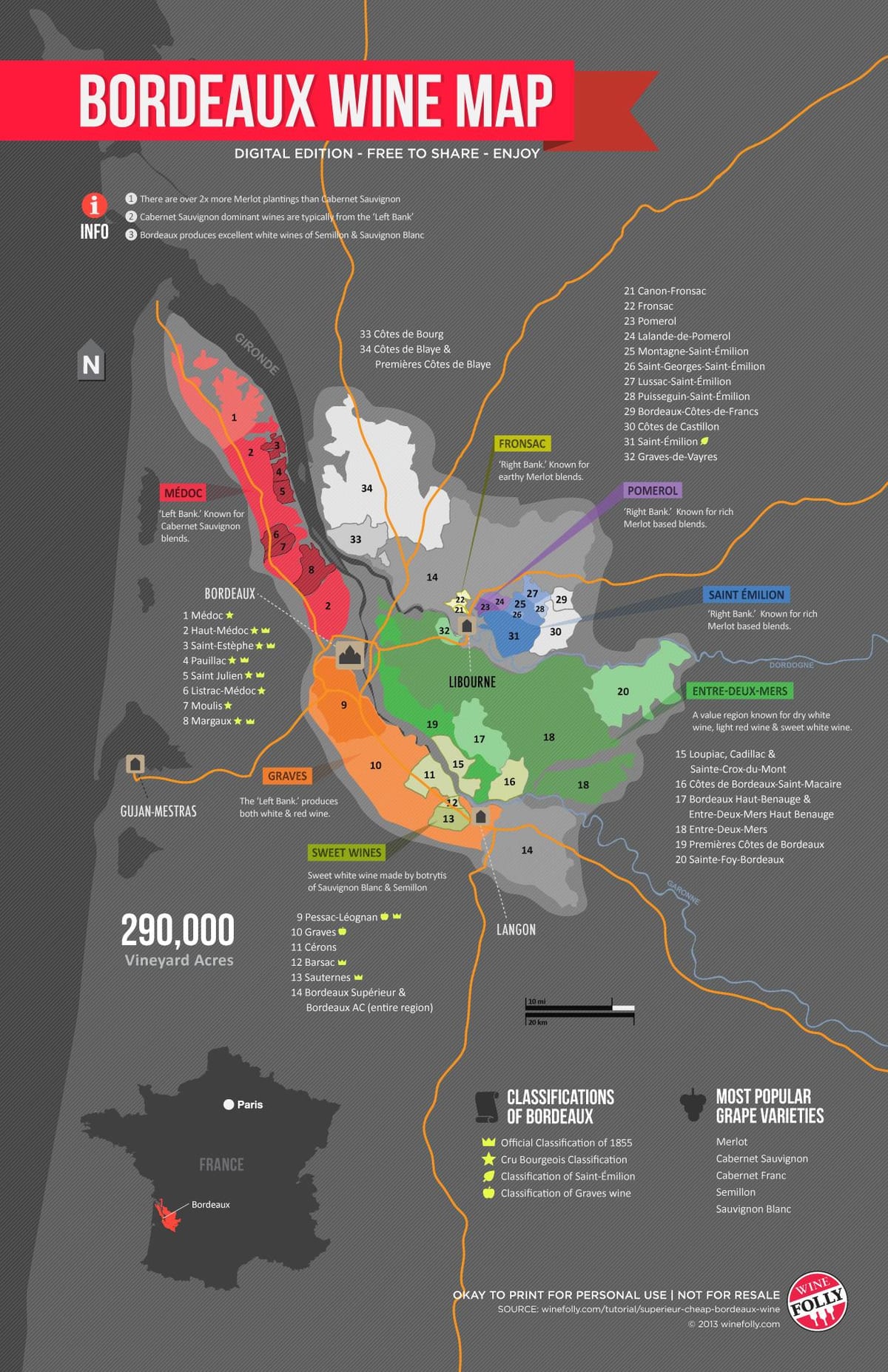 kaart van Bordeaux wijn dwaasheid