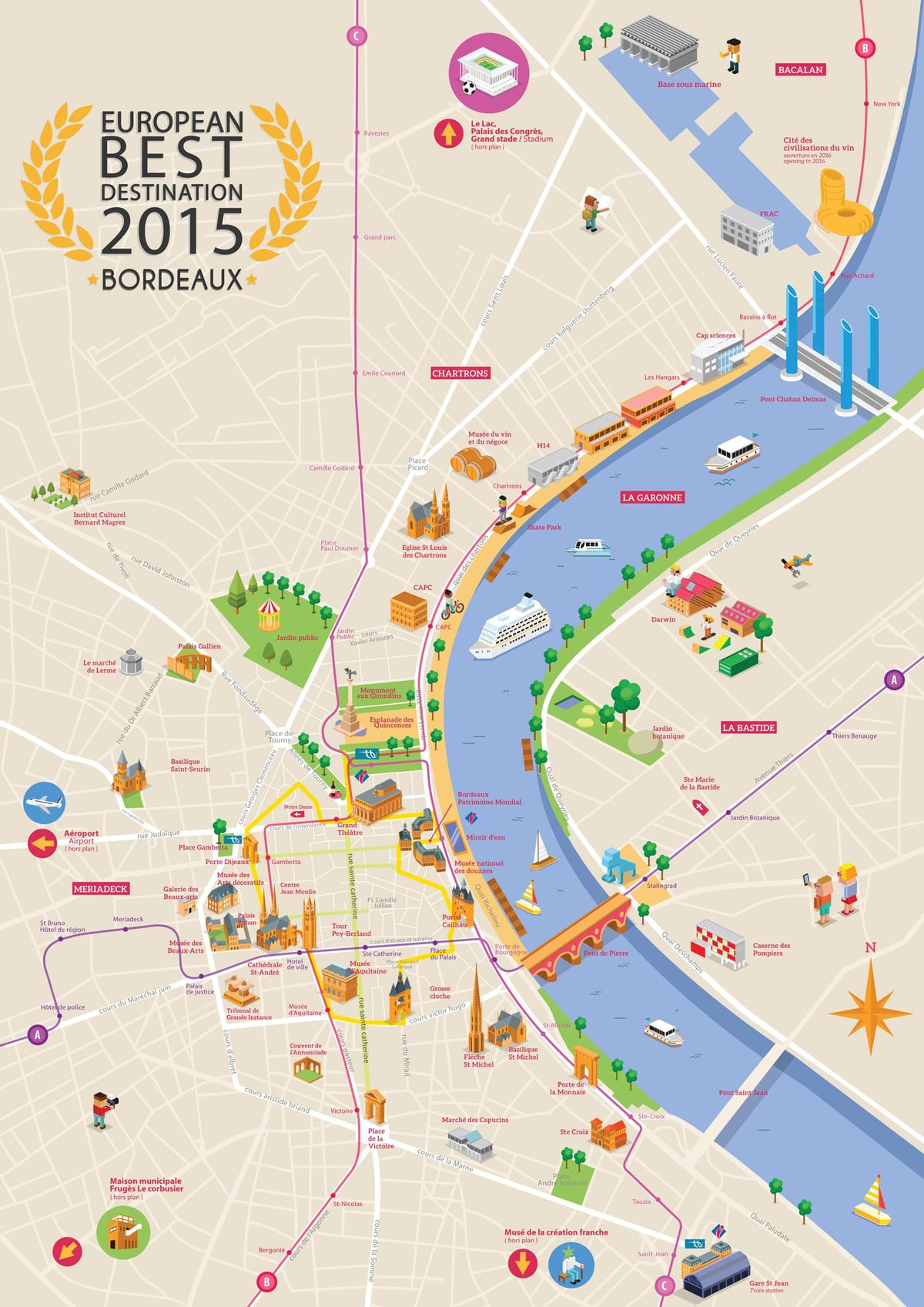 Bordeaux attractie kaart