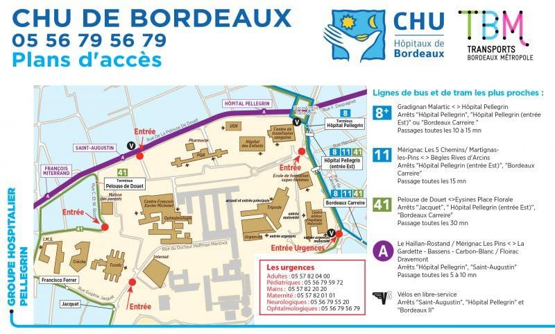 kaart van Bordeaux ziekenhuis