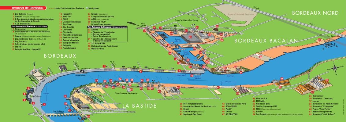 kaart van de haven van Bordeaux