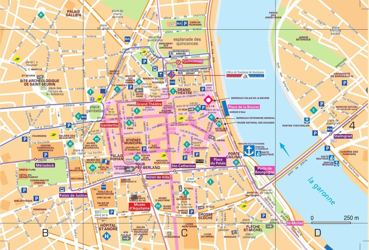 De stad Bordeaux kaart downloaden