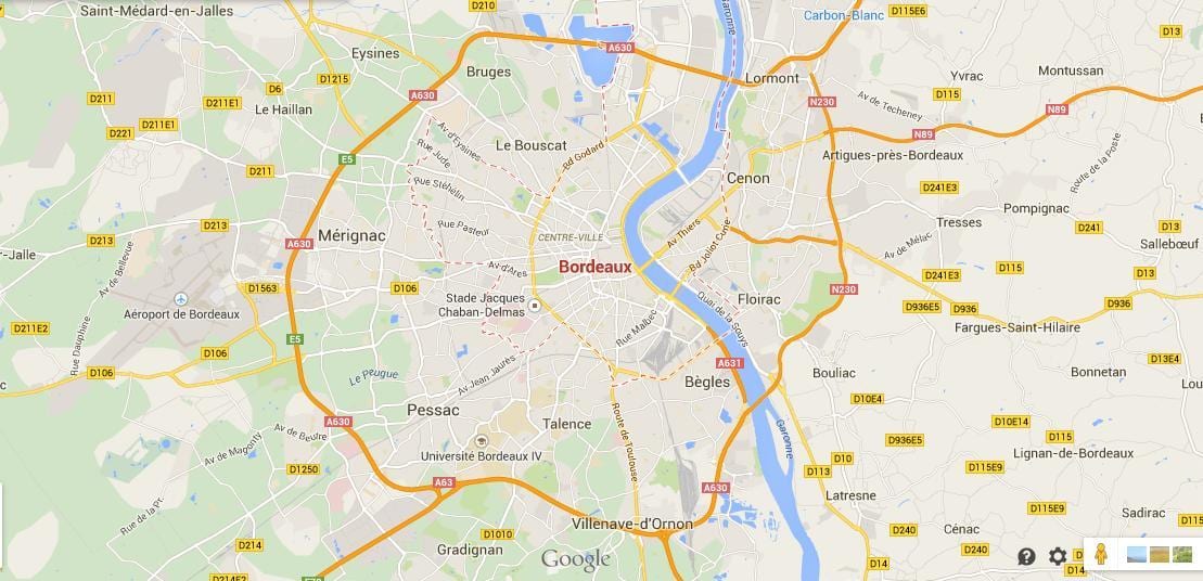 kaart Bordeaux frankrijk