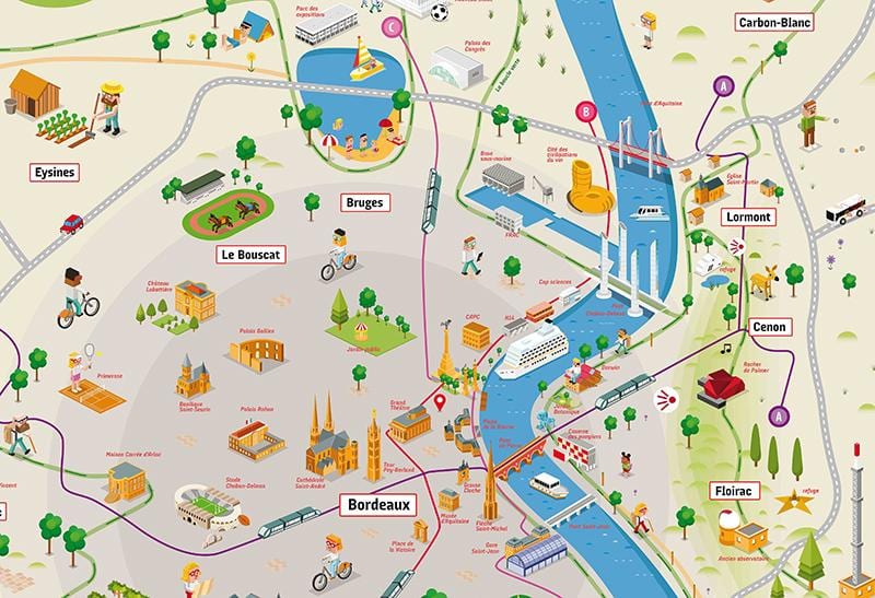 Bordeaux en omgeving kaart