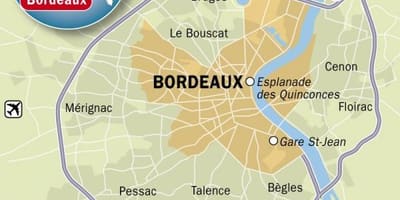 Kaart van Bordeaux voorstad