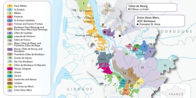 Kaart van Bordeaux kastelen