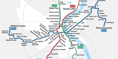 Bordeaux tram kaart