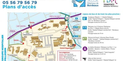 Kaart van Bordeaux ziekenhuis